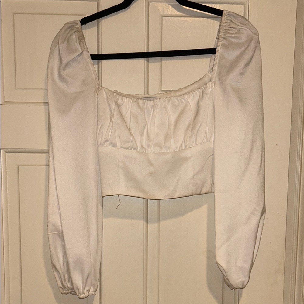 Princess Polly White Puff Sleeve Crop Blouse